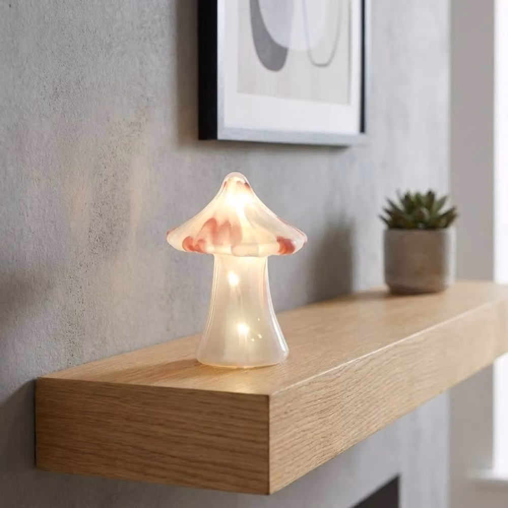 Garden Greatness Light Up Glass Toadstool Tabletop Decoration in Brown – 2
