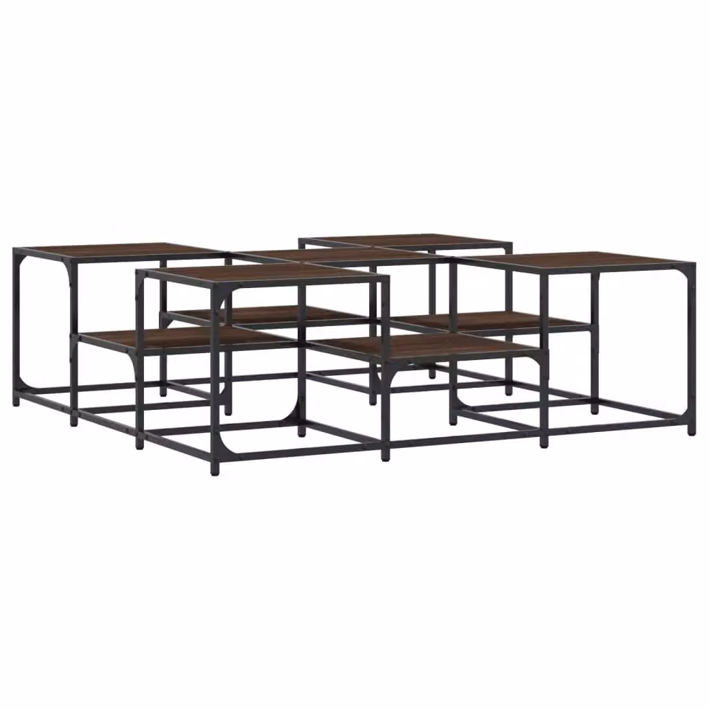 Berkfield Home Brown Oak Coffee Table with Nested Tops and Sled Base, W/D/H: 121 x 121 x 40 cm – 2