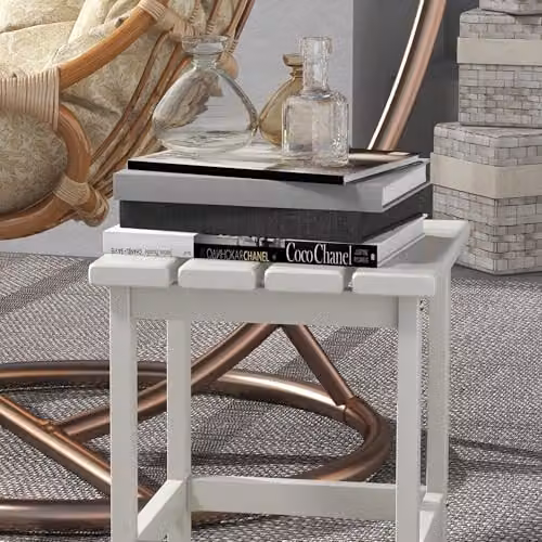 Outsunny Square Coffee Table and Garden Side Table in White – 5