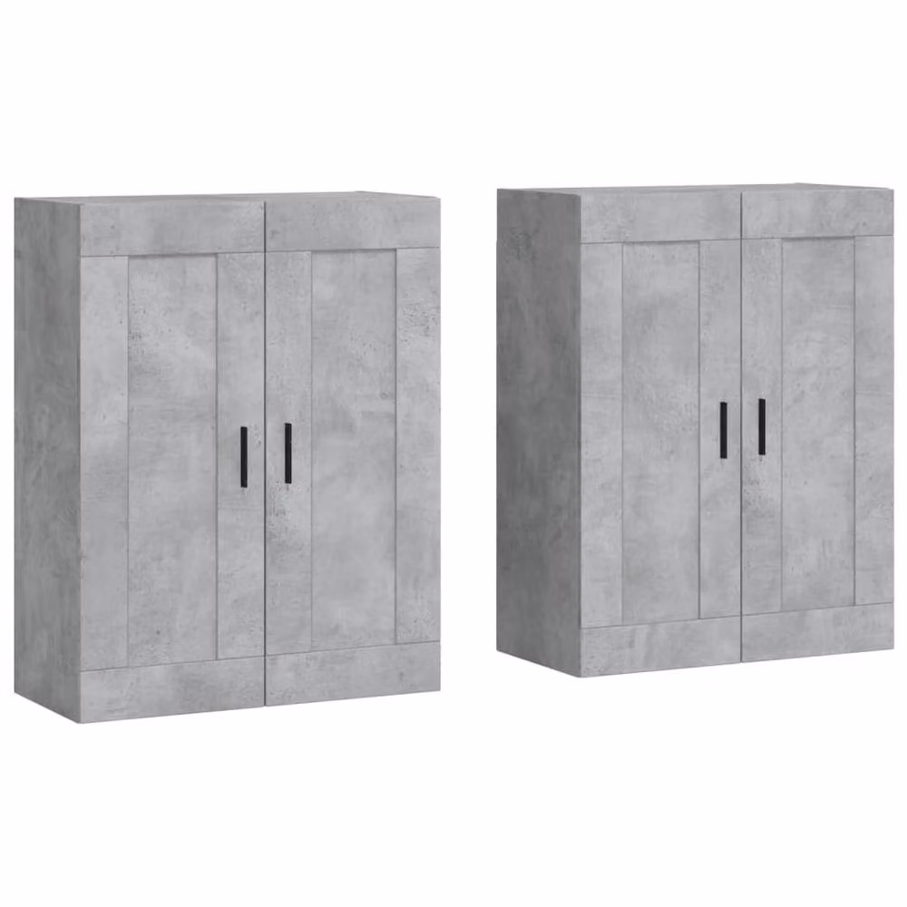 Berkfield Home Set of 2 Wall Mounted Cabinets in Concrete Grey with Hinged Doors and Internal Shelves – 3