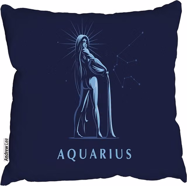 Benjamin Tate Design LTD Sign Of The Zodiac Aquarius Outdoor Comfy Cushion, Blue, W/D/H: 60 x 60 x 60 cm
