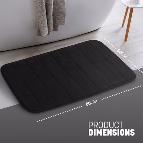 Keplin Memory Foam Bath Mat, Black, W: 50 cm, D: 80 cm – 3