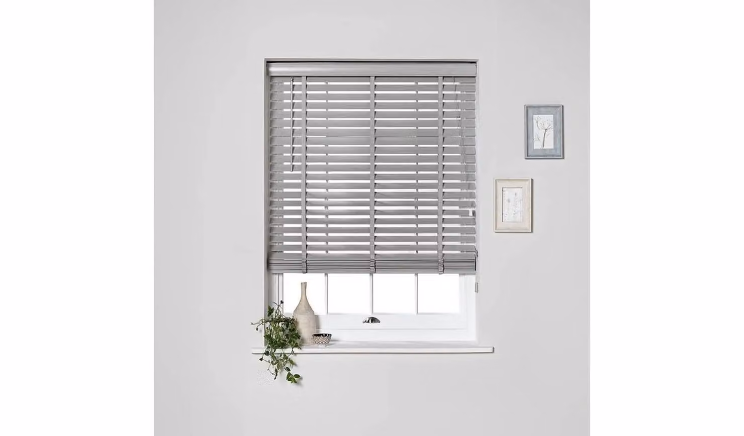 Grey Wooden Venetian Blind, 50mm, W: 120 cm, H: 160 cm