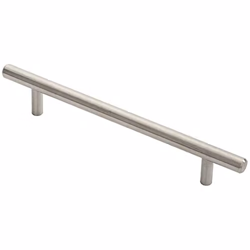 Loops Round T-Bar Pull Handle in Brushed Stainless Steel Silver, 178 x 10 mm with 128 mm Fixing Centres