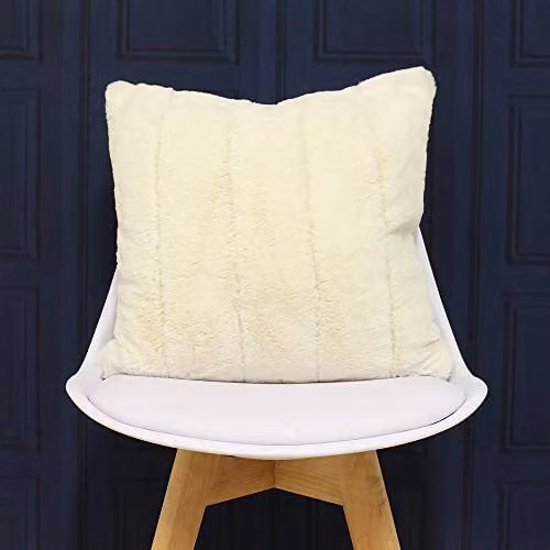 Paoletti Empress Square Faux Fur Filled Cushion in Beige, W/D/H: 45 x 45 x 45 cm – 2