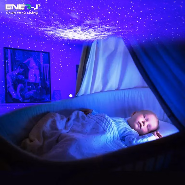 ENER-J Galaxy Star Light Projector with Nebula Sky Effect, Smart WiFi, Remote and Voice Control, White, Diameter: 25 cm, Height: 19 cm – 4