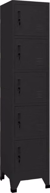 Berkfield Home Modern Black Steel Locker Cabinet with Hinged Doors and Lock, W/D/H: 38 x 40 x 180 cm – 1