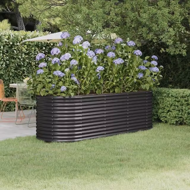 Berkfield Home Garden Powder-coated Steel Raised Bed in Anthracite Black, W/D/H: 224 x 80 x 68 cm – 1