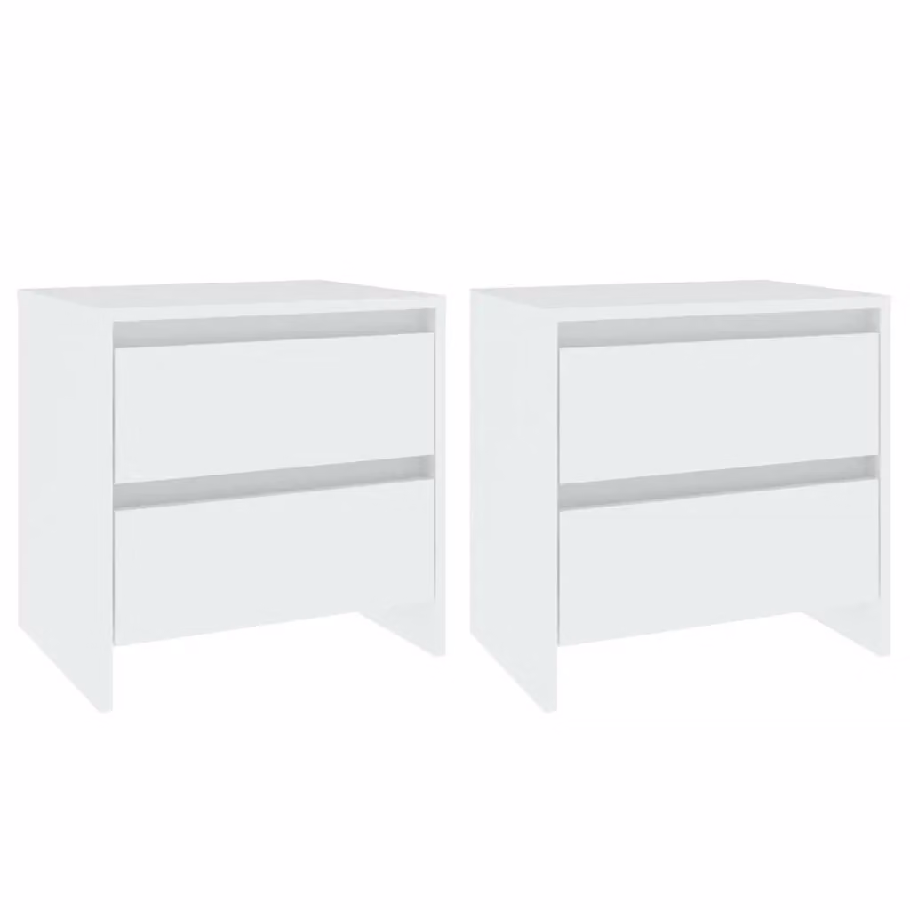 Berkfield Home Set of 2 White Classic Bedside Cabinets, W/D/H: 45 x 34.5 x 44.5 cm – 2