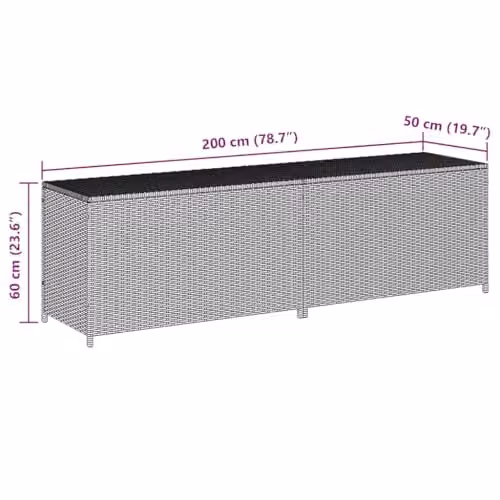 vidaXL Black Poly Rattan Garden Storage Box, W/D/H: 200 x 50 x 60 cm – 3