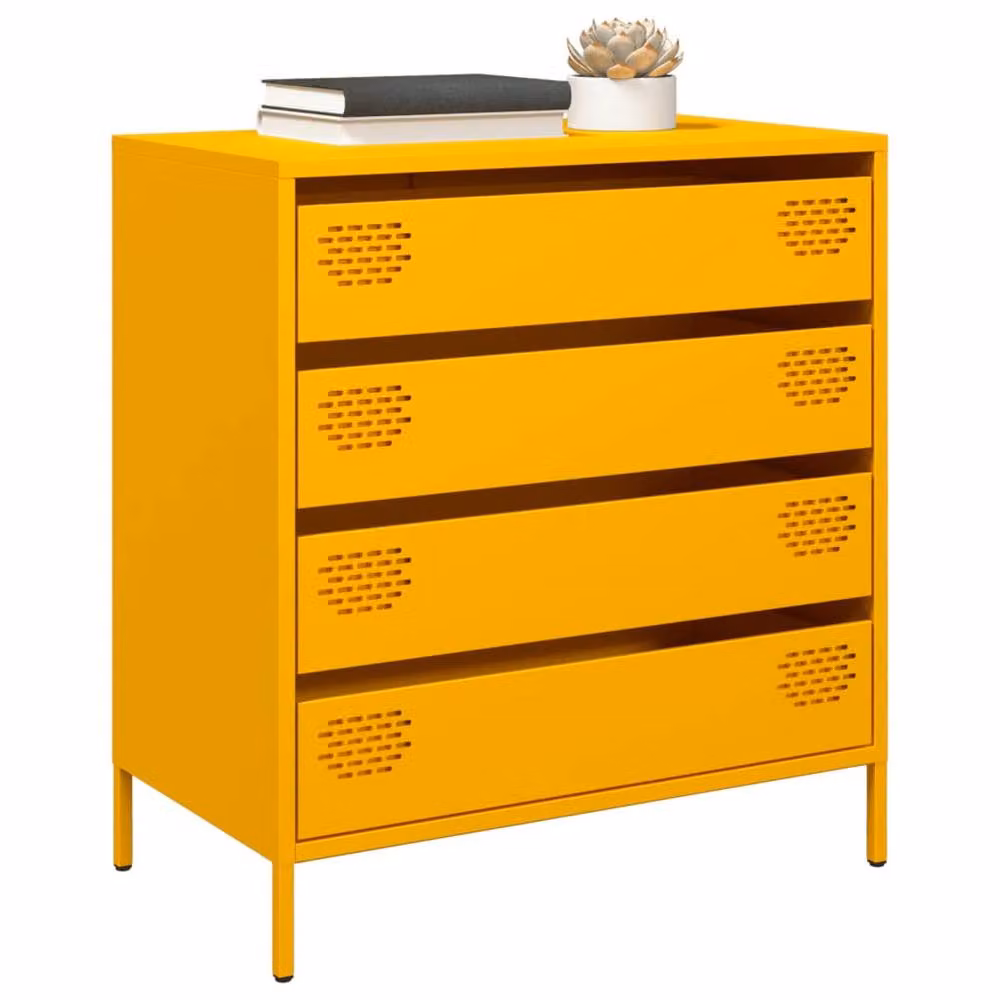 Berkfield Home Mustard Yellow Industrial Sideboard, W/D/H: 68 x 39 x 73.5 cm – 2