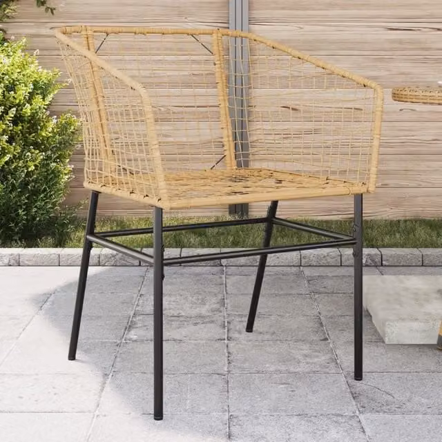 Berkfield Home Set of 2 Brown Poly Rattan Garden Chairs with Armrests and Powder Coated Steel Frame – 1