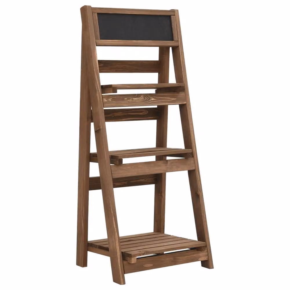 Berkfield Home 3-Tier Decorative Plant Stand with Blackboard, Brown Wood, W/D/H: 40 x 30 x 90 cm – 2