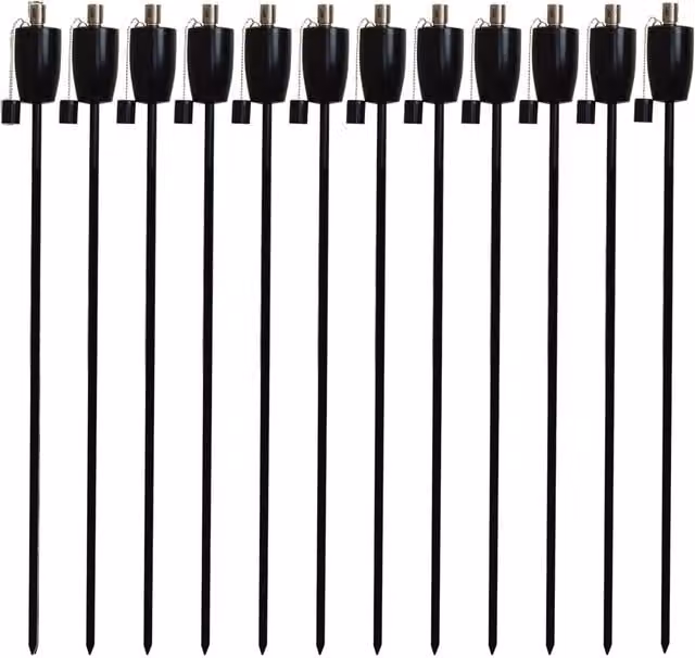 Harbour Housewares Set of 12 Black Metal Outdoor Tiki Flame Torches with Ground Spike – 1