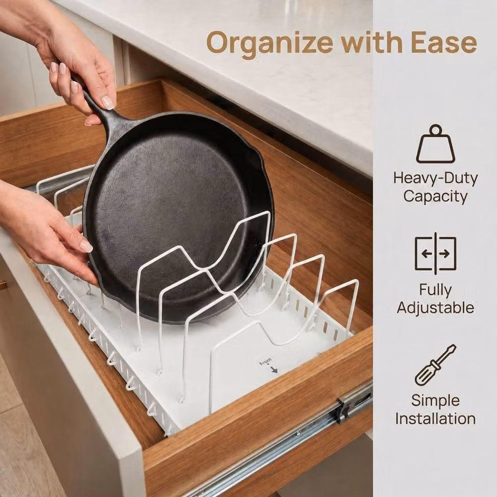 Kelvenix White Metal Pull Out Cabinet Organizer Drawer Insert – 2