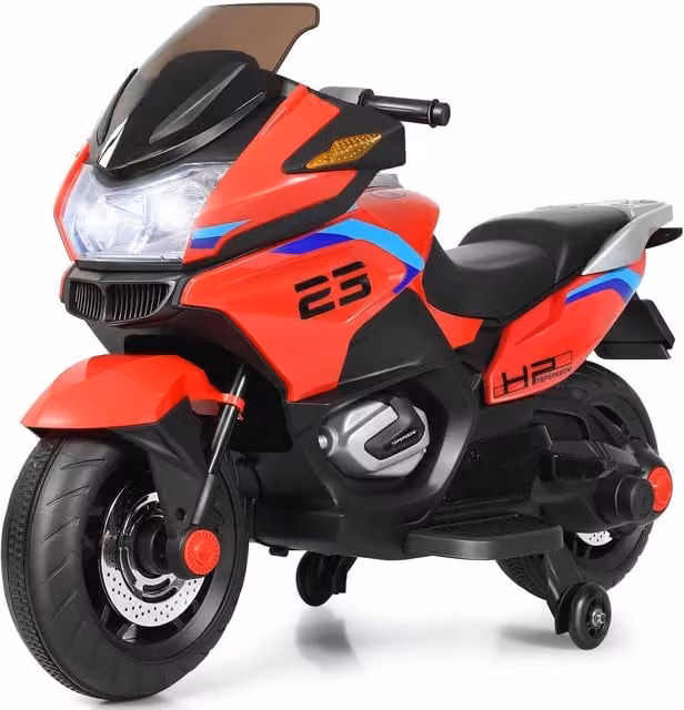 Costway Red Electric Kids Ride on Motorcycle with Light and Sound and Rechargeable Battery