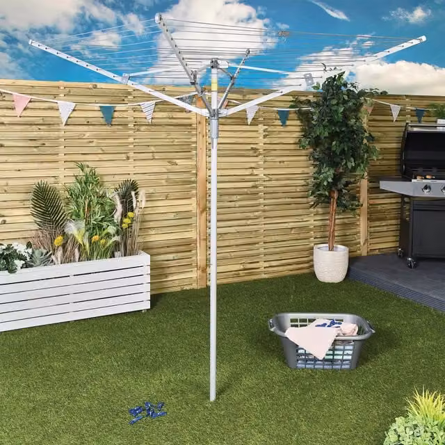 Addis 45 Metre Rectangular Arm Rotary Clothes Airer in Grey