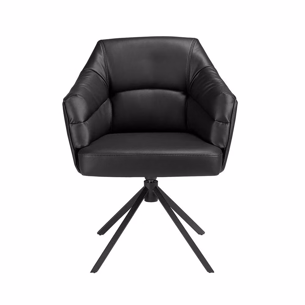 Angel Cerda Black Leatherette Swivel Dining Chair with Armrests – 2