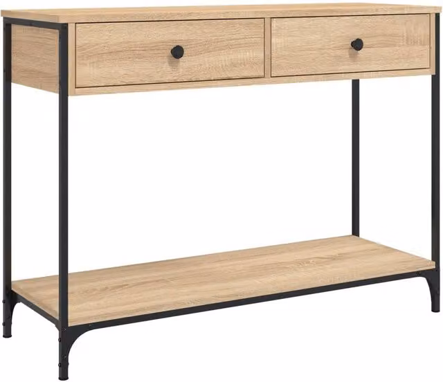 Berkfield Home Sonoma Oak Console Table in Light Tan, W/D/H: 100 x 34.5 x 75 cm – 1