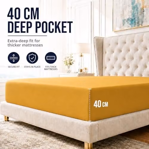 Lazzaro Pack of 2 Double Fitted Sheets in Brushed Microfibre, Extra Deep 40 cm Pocket, W/D/H: 140 x 200 x 40 cm – 2