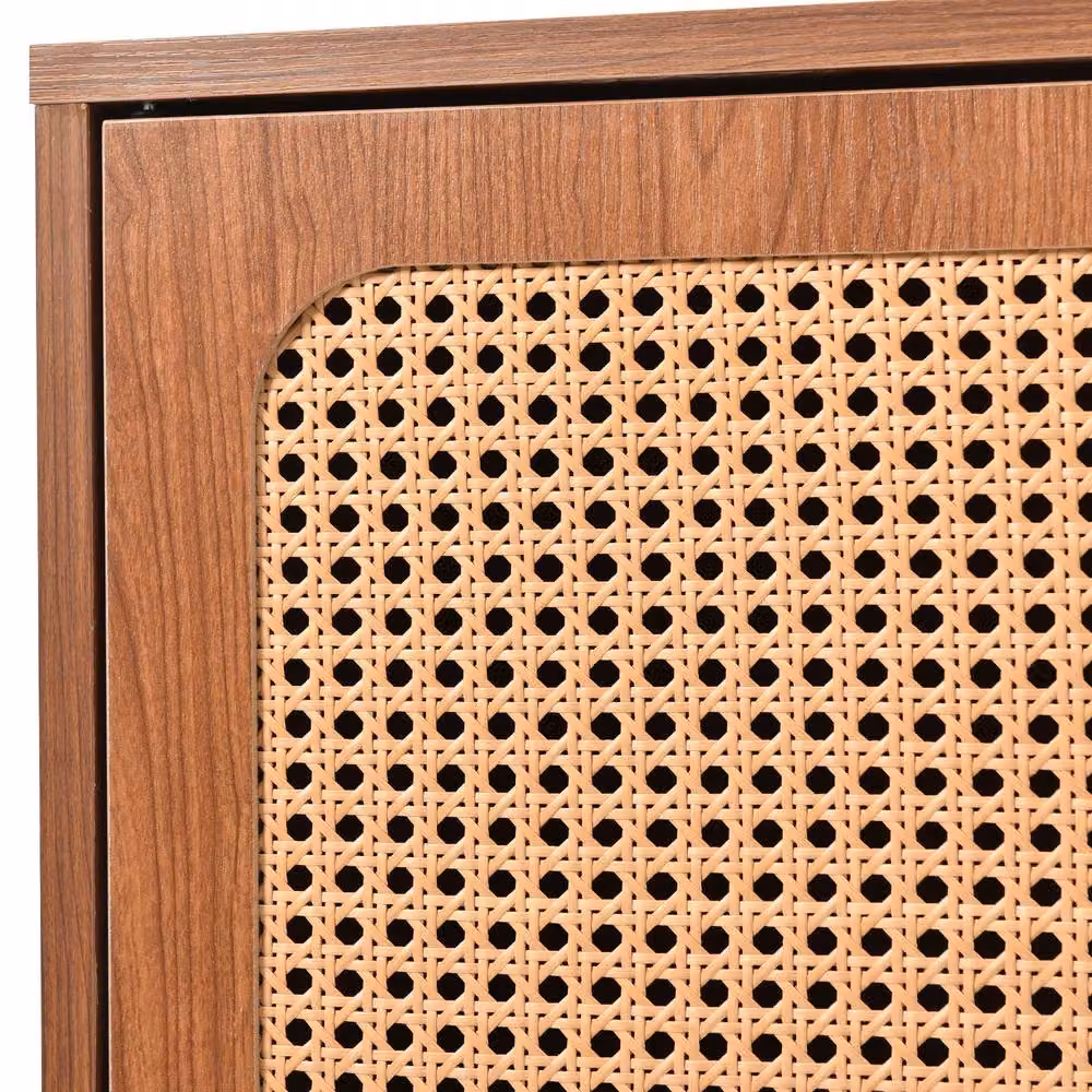 HomeTouch Rattan Sideboard with Drawers in Brown Walnut Effect with Gold Accents, W/D/H: 150 x 40 x 90 cm – 5