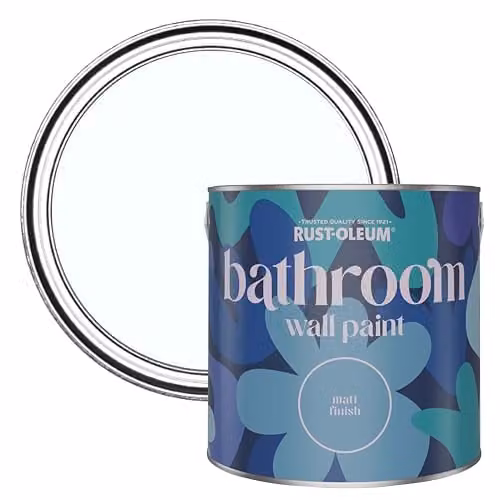Rust-Oleum White Matt Water-Based Bathroom Wall and Ceiling Paint, 2.5L – 1