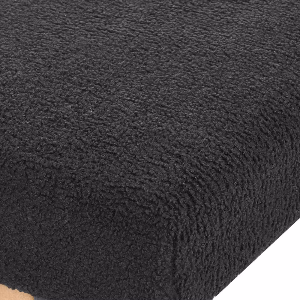 Wyld and Coco Black Bouclé Bench with Light Brown Rubberwood Legs W: 118 cm, D: 46 cm, H: 48 cm – 4
