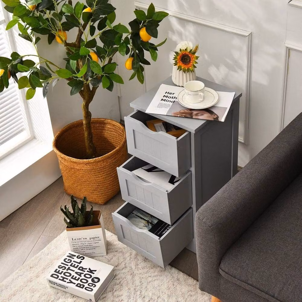 Kelvenix Modern Grey Wood Bathroom Floor Cabinet – 3