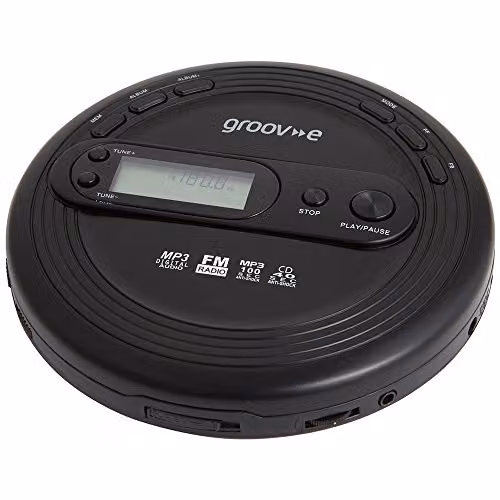 Groov-e Retro Personal CD Player with FM Radio, Black