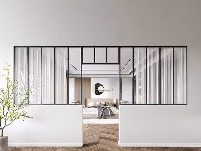 Vente-unique Set of 2 Modern Studio-Style Glass Panels in Black Powder Coated Aluminium