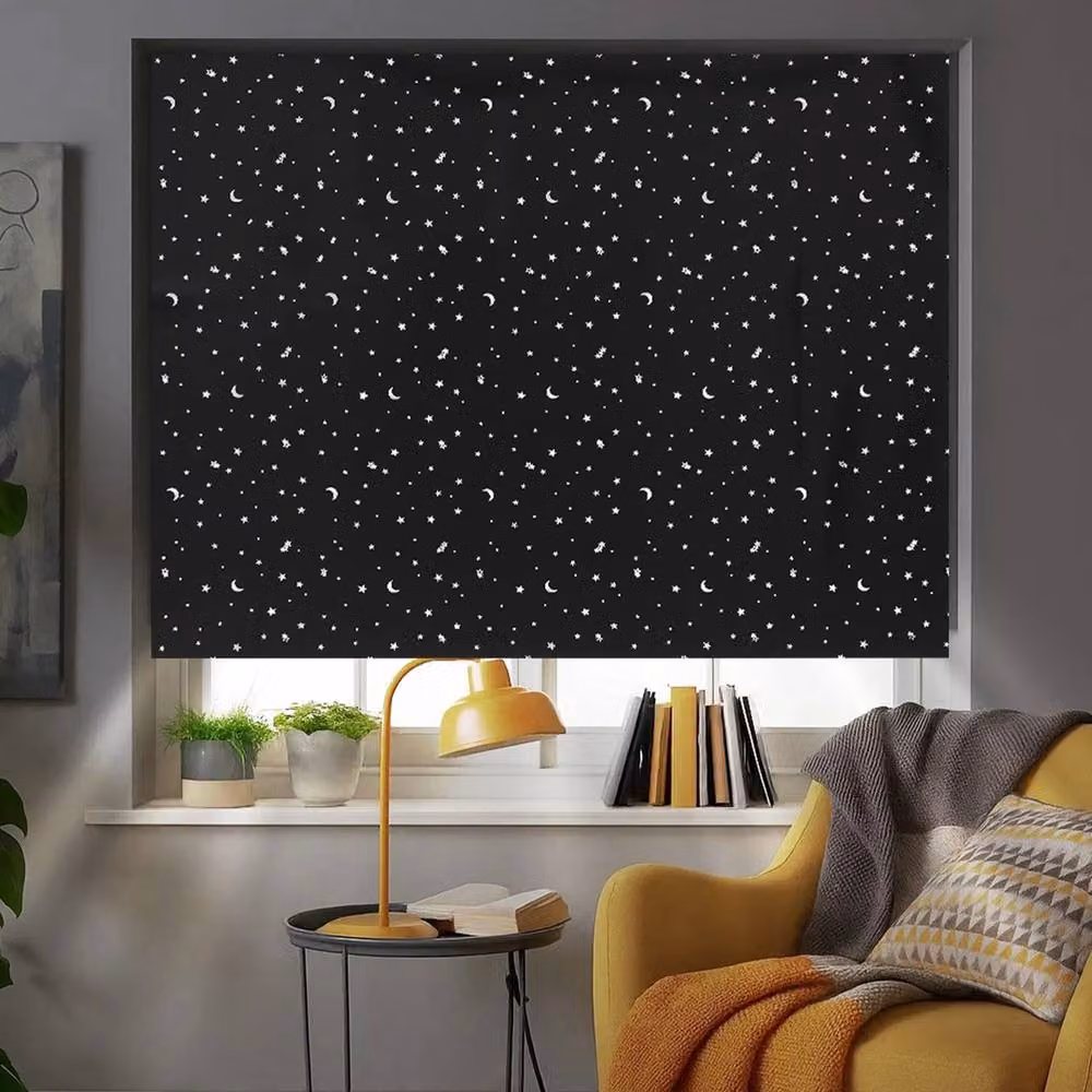 FLAVORA Adhesive Blackout Blinds in Black, Thermal Insulating Polyester, W/H: 200 x 145 cm – 3