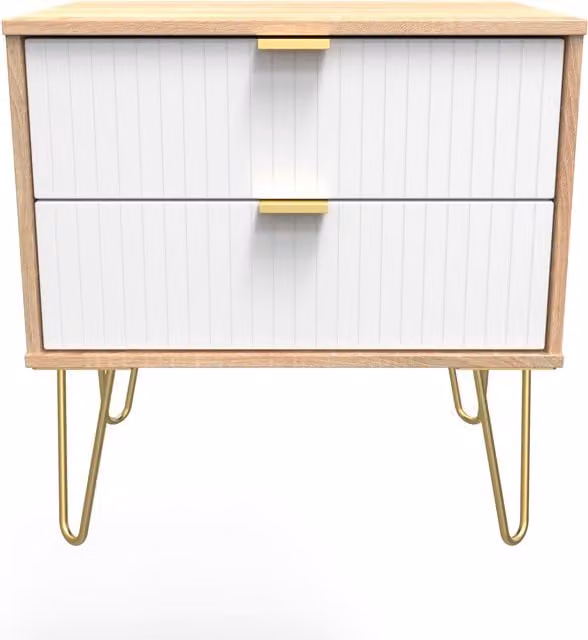 2 U Bexley 2 Drawer Side Table in Natural and Gold
