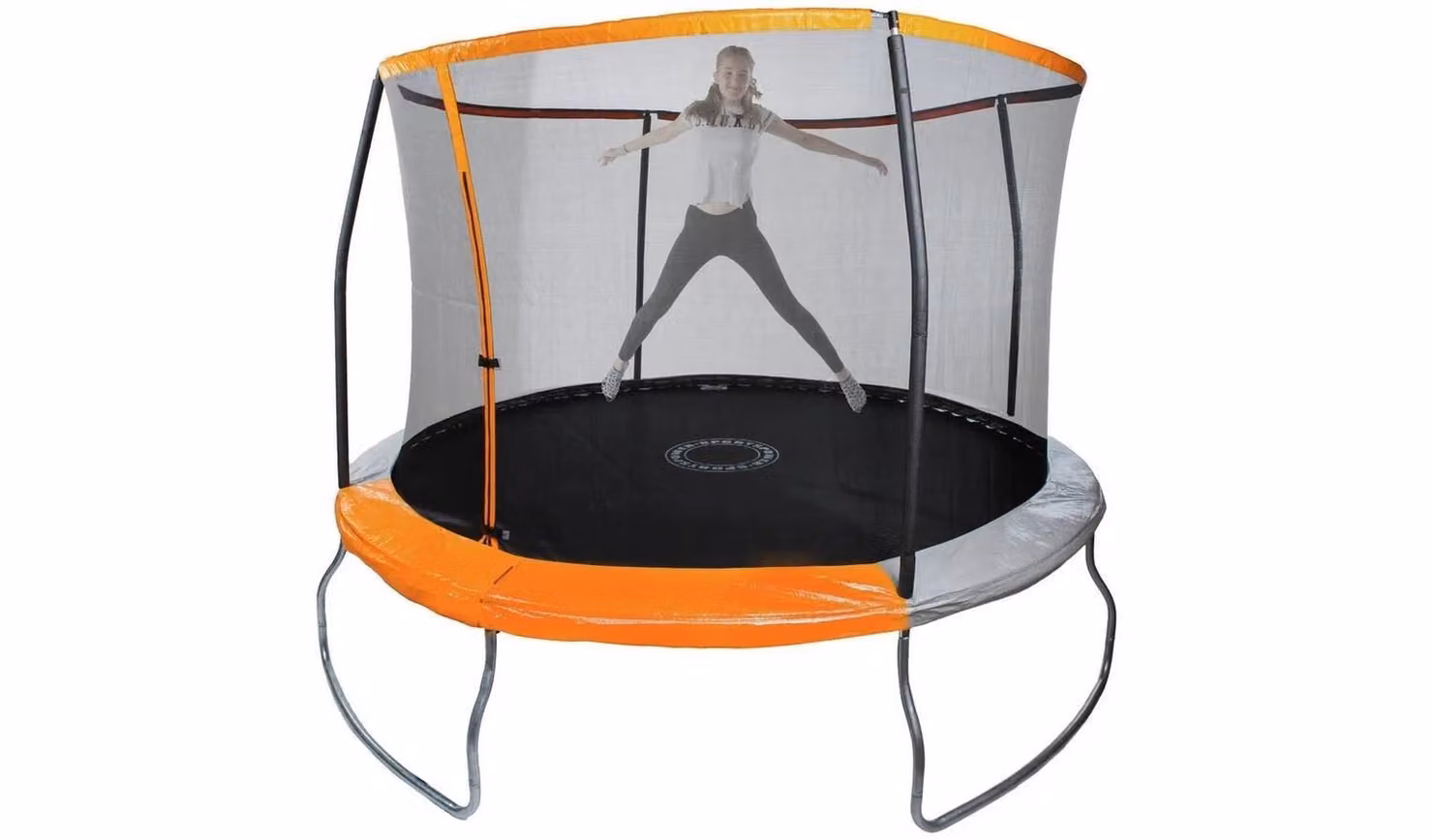 Sportspower 10ft Outdoor Kids Trampoline with Enclosure and Orange Safety Net