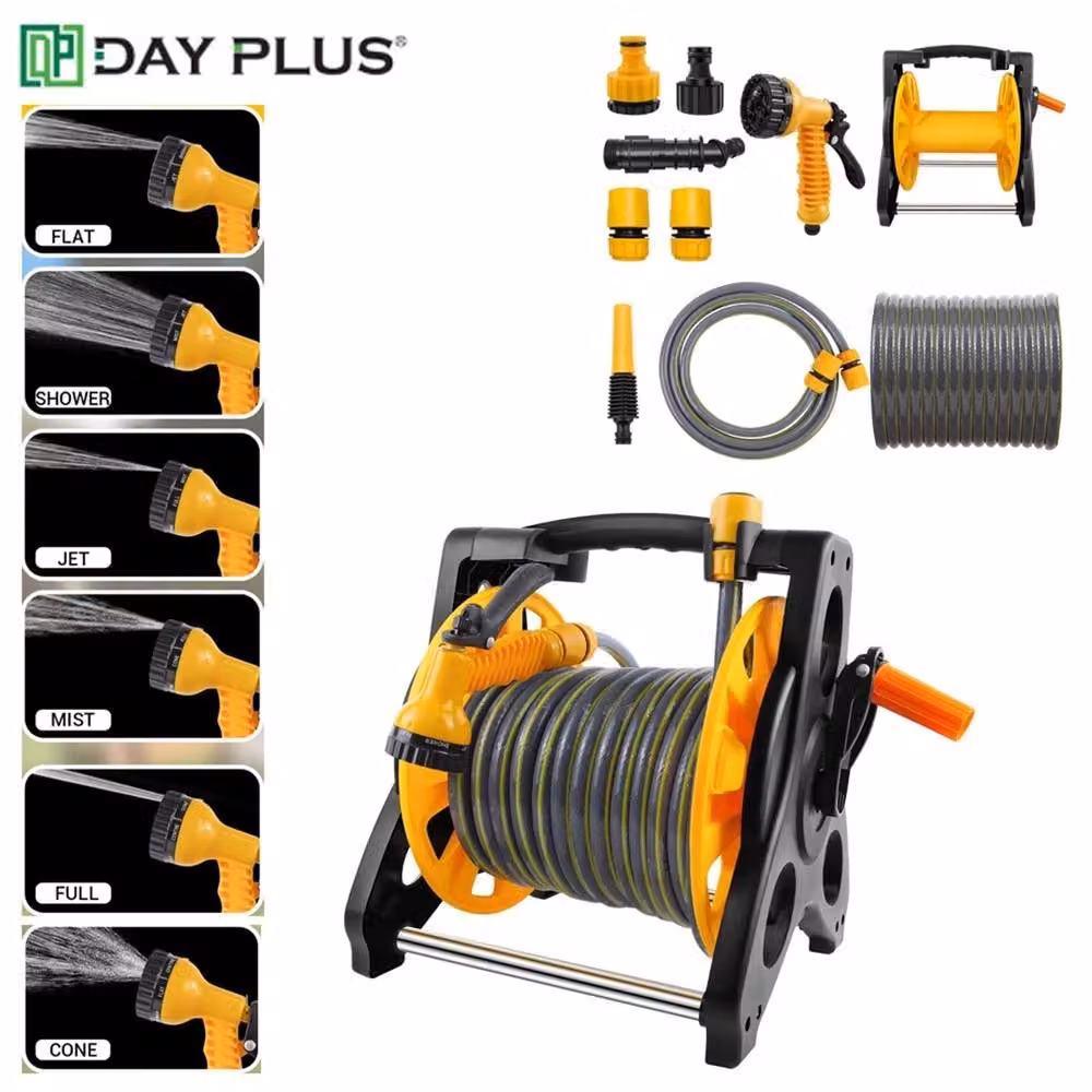 NESTLUNE Retractable Garden Hose Reel with 30m Hose in Yellow – 4