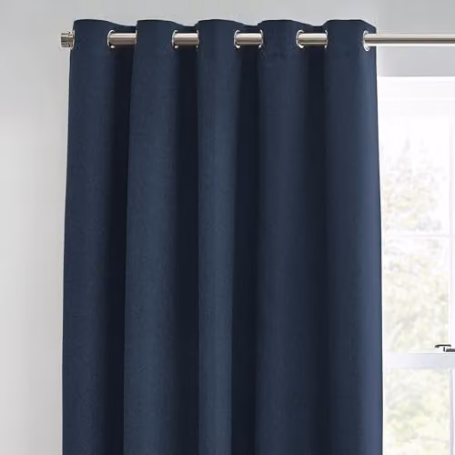 Furn Dawn Textured Blackout Eyelet Curtains in Midnight, Thermal Insulating, Width: 229 cm, Drop: 183 cm – 3