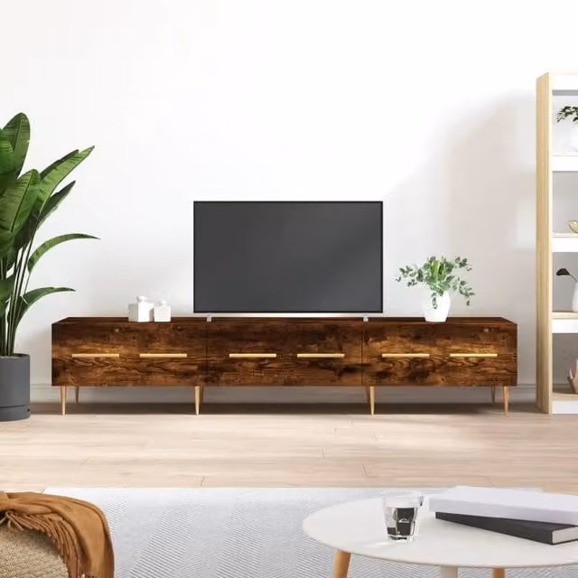 Berkfield Home Industrial TV Cabinet in Smoked Oak and Brown, W/D/H: 150 x 36 x 30 cm – 1