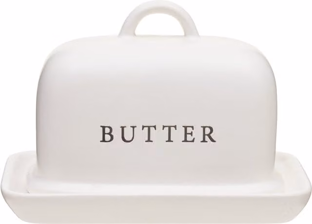 Orsina Ceramic Butter Dish with Lid in Beige and White Stoneware – 1