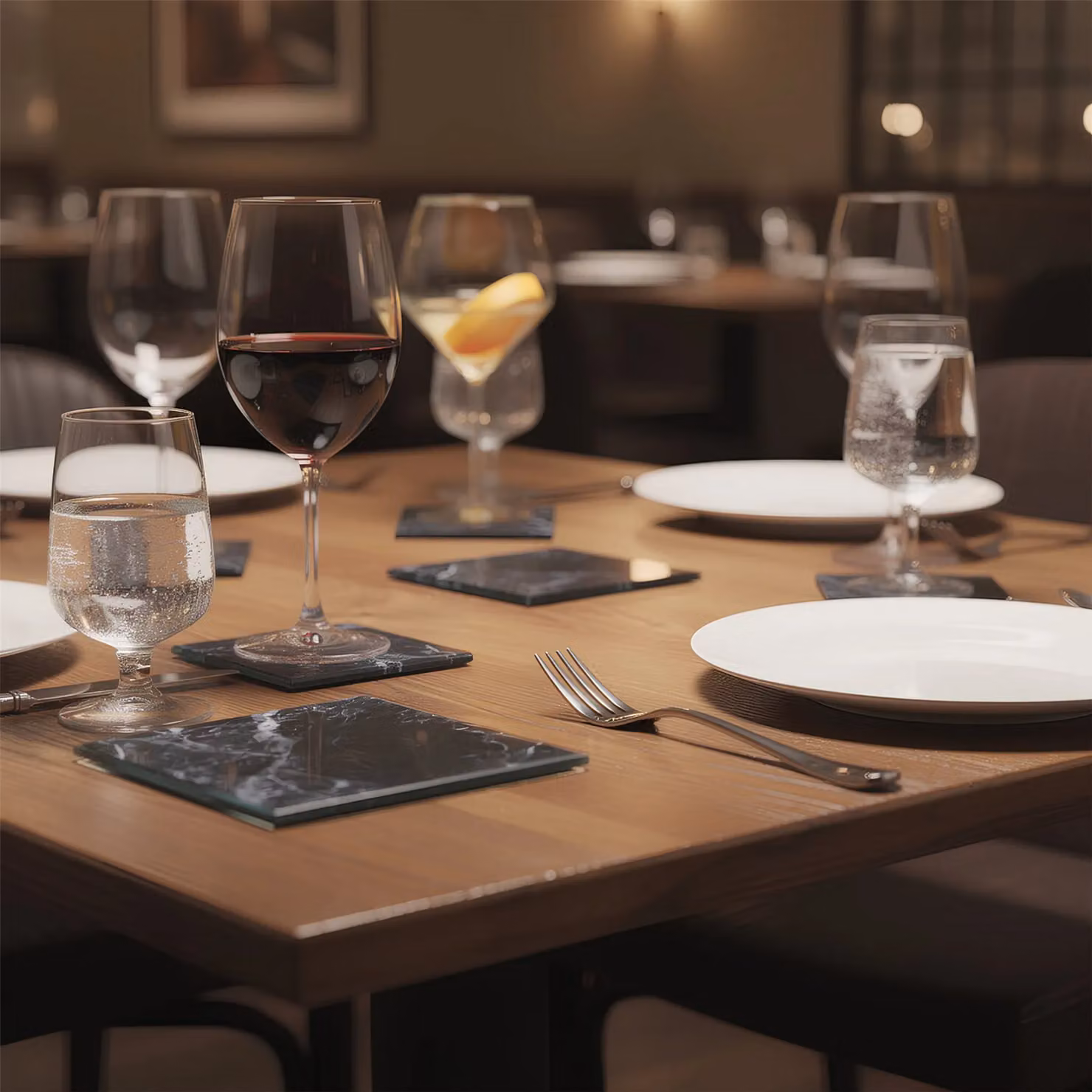 Harbour Housewares Set of 6 Square Black Glass Coasters – 11