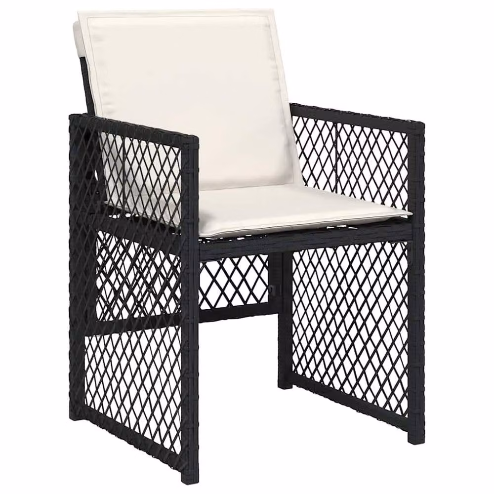 Berkfield Home 13 Piece Black Poly Rattan Garden Dining Set with Glass Table and Cushions – 3