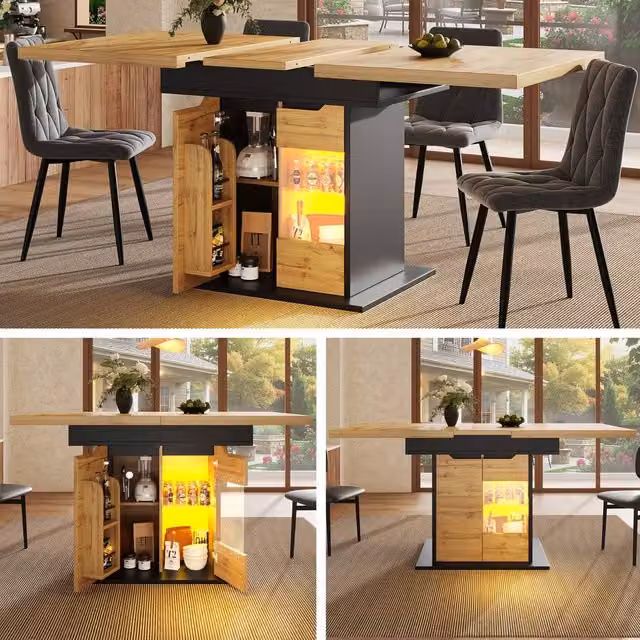 BTM Black Extendable Telescopic Rectangular Dining Table W/D/H: 110 x 80 x 76 cm to 140 x 80 x 76 cm – 1