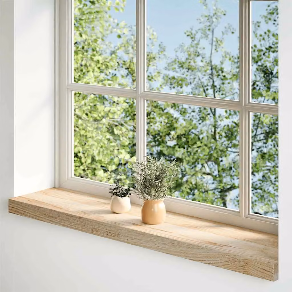 Berkfield Home Set of 2 Untreated Solid Oak Wood Window Sills in Brown, W: 70 cm, D: 20 cm, H: 2 cm – 2