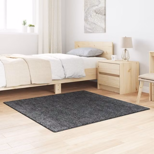 Berkfield Home Round Shaggy Rug in Grey with Latex Backing, Diameter: 120 cm