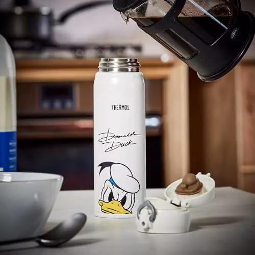 Thermos Disney Donald Duck Signature Vacuum Insulated Stainless Steel Drinks Flask, Multicolour and White, 470ml – 5