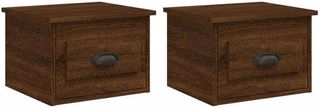 Berkfield Home Wall-mounted Bedside Cabinets, 2 Pack, Brown Oak, W: 41.5 cm, D: 36 cm, H: 28 cm – 1