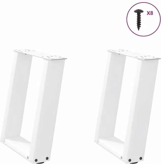Berkfield Home U-Shaped Steel Coffee Table Legs, 2 Pieces, White, H: 42-43 cm x W: 28 cm