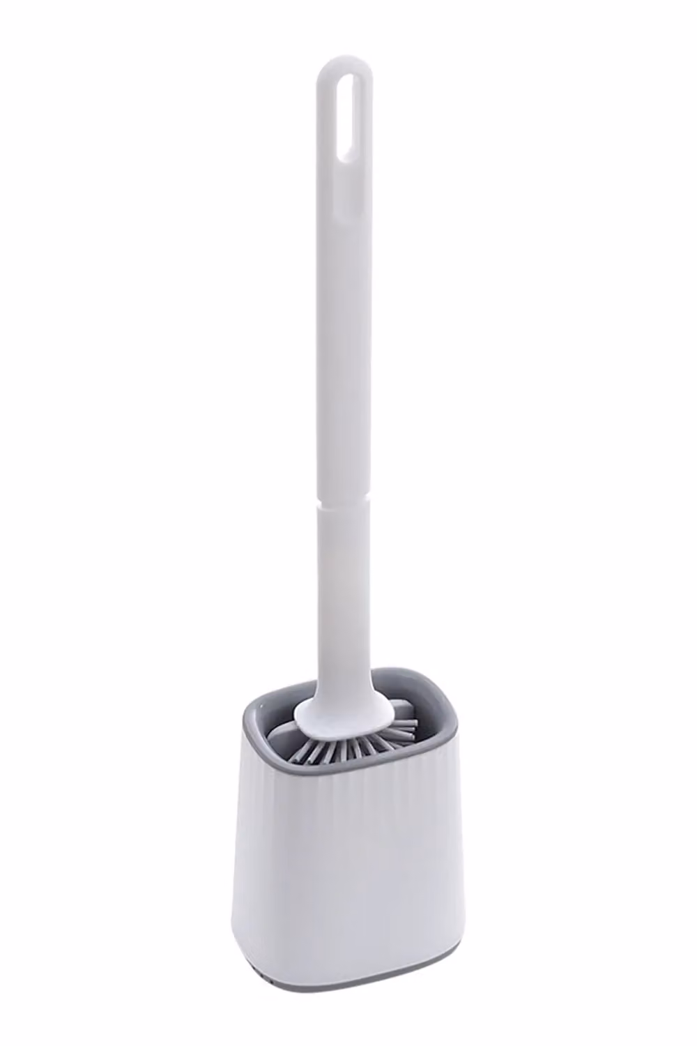 Living and Home Flexible Silicone Toilet Brush and Holder with Detachable Handle in White – 3