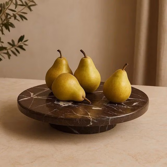 Orsina Salmo Red and White Marble Round Lazy Susan – 1
