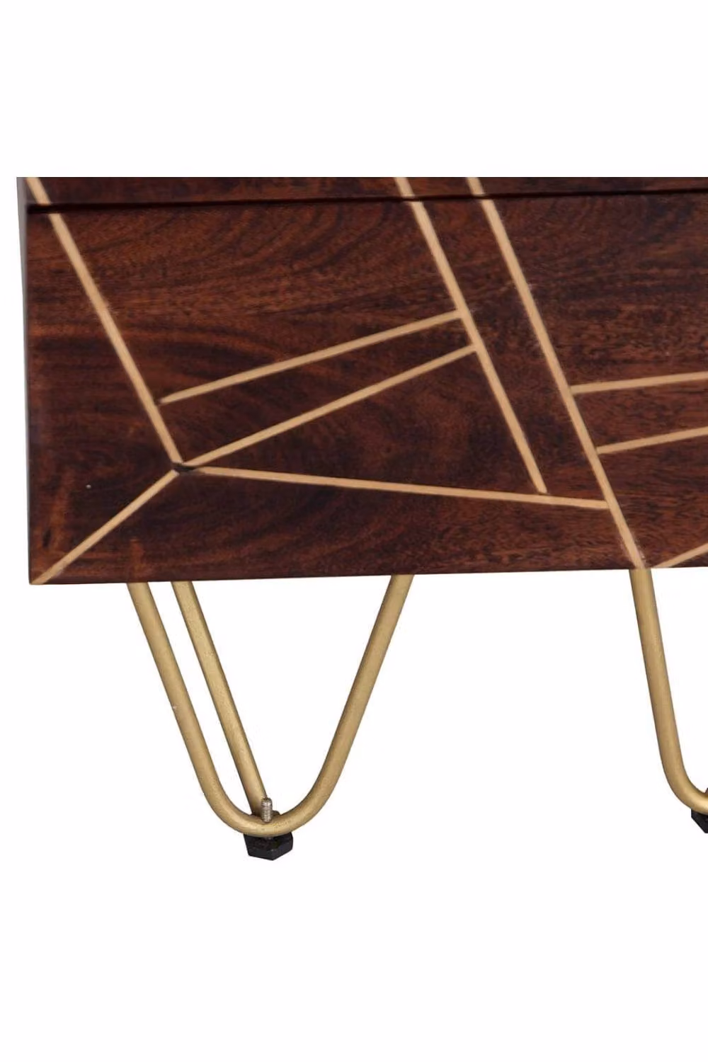 IH Design Silchester Dark Mango Side Table with Gold Embossed Metal Inlay in Brown – 4