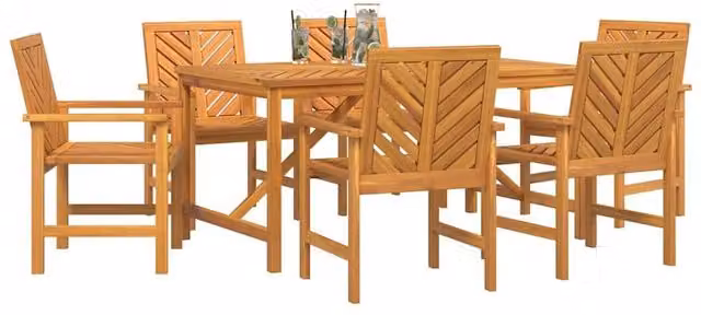 Berkfield Home Modern 6 Piece Acacia Wood Garden Dining Set in Brown