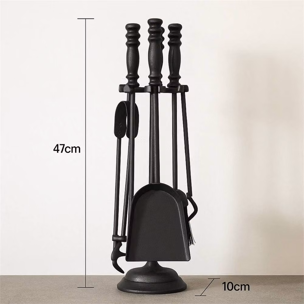 Nordara 5 Piece Heavy Duty Fireside Companion Set in Black, Large – 2